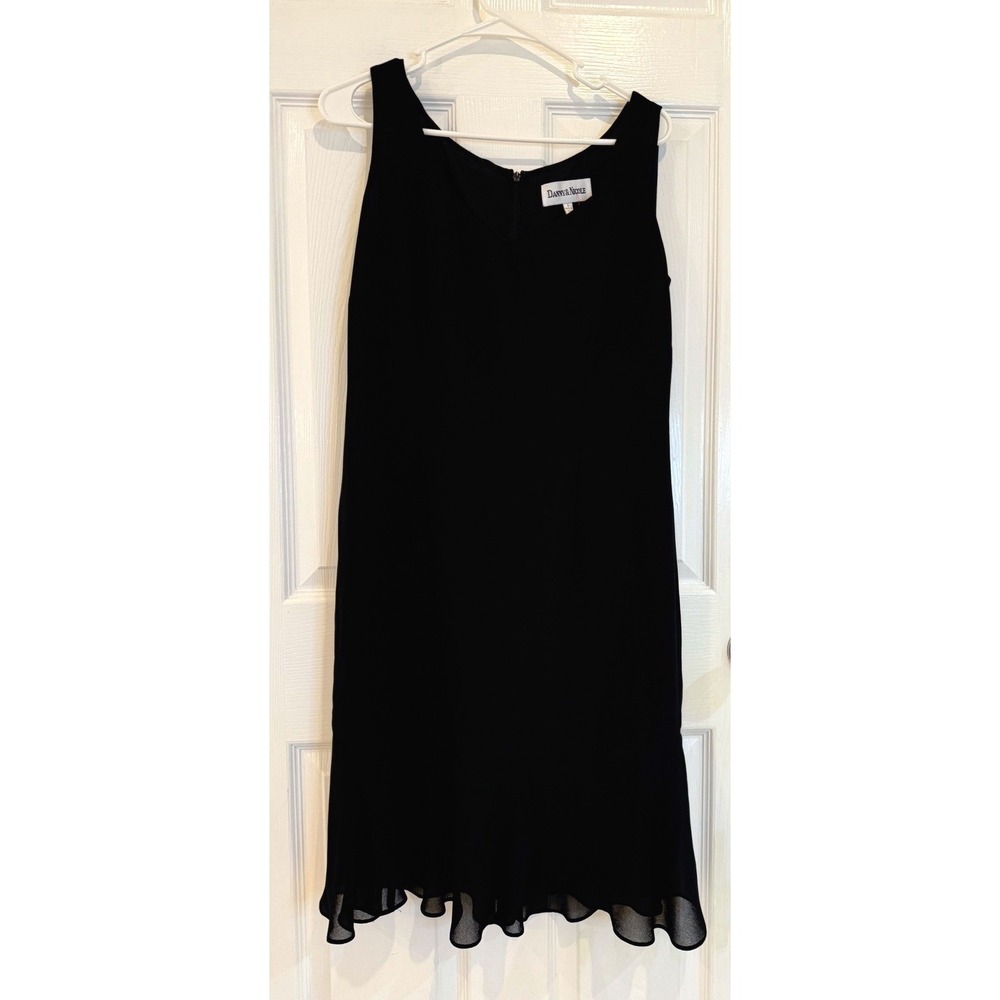 Danny & Nicole Black Dress Sleeveless Party‎ Cocktail Flounce Hem Size 8